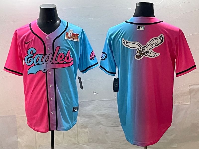 Men 2025 Philadelphia Eagles Blank Blue pink Nike Limited NFL Jersey style 015->philadelphia eagles->NFL Jersey